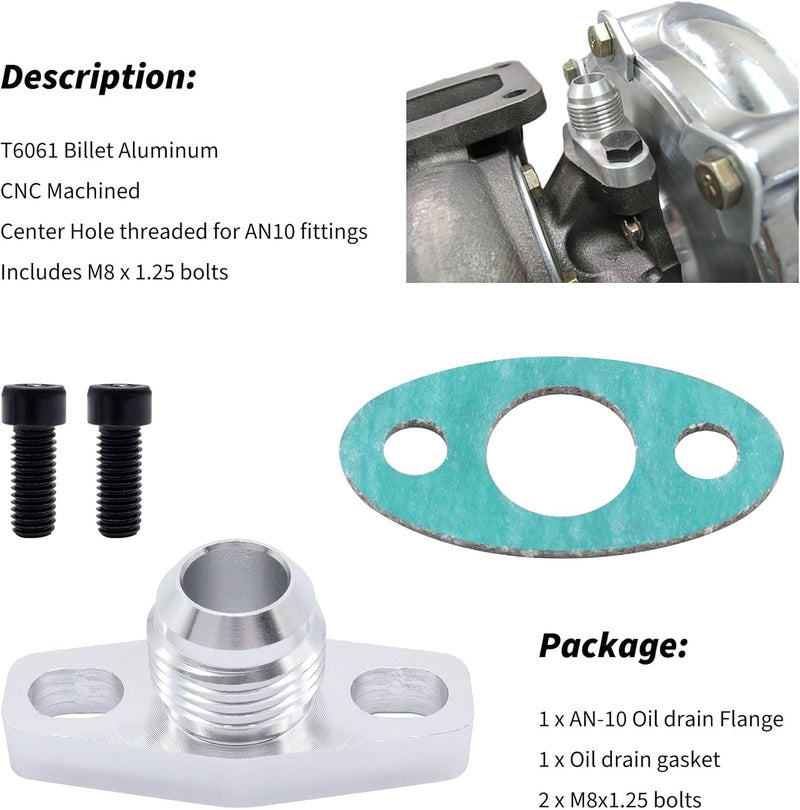 OXCANO RACING AN10 Turbo Oil Return Drain Flange Adapter Kit Compatible With Garrett GT28 GT30 GT35 T25 - Image 4